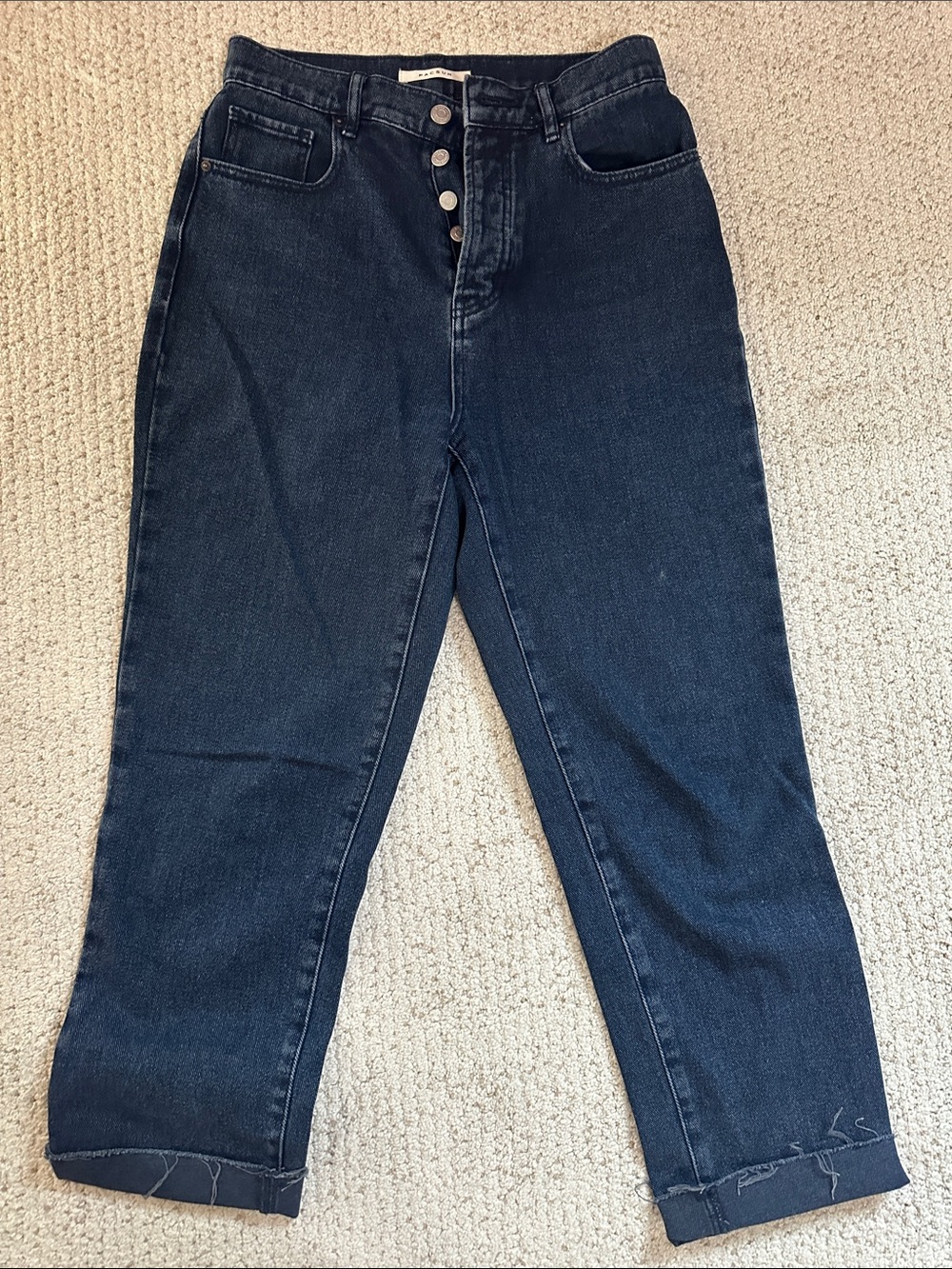 PacSun Dark Blue High-Rise Cropped Jeans